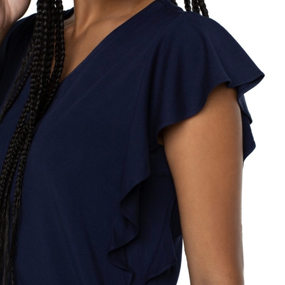 Liverpool Flutter Sleeve Dress In Cosmic Navy S - Picture 2 of 10